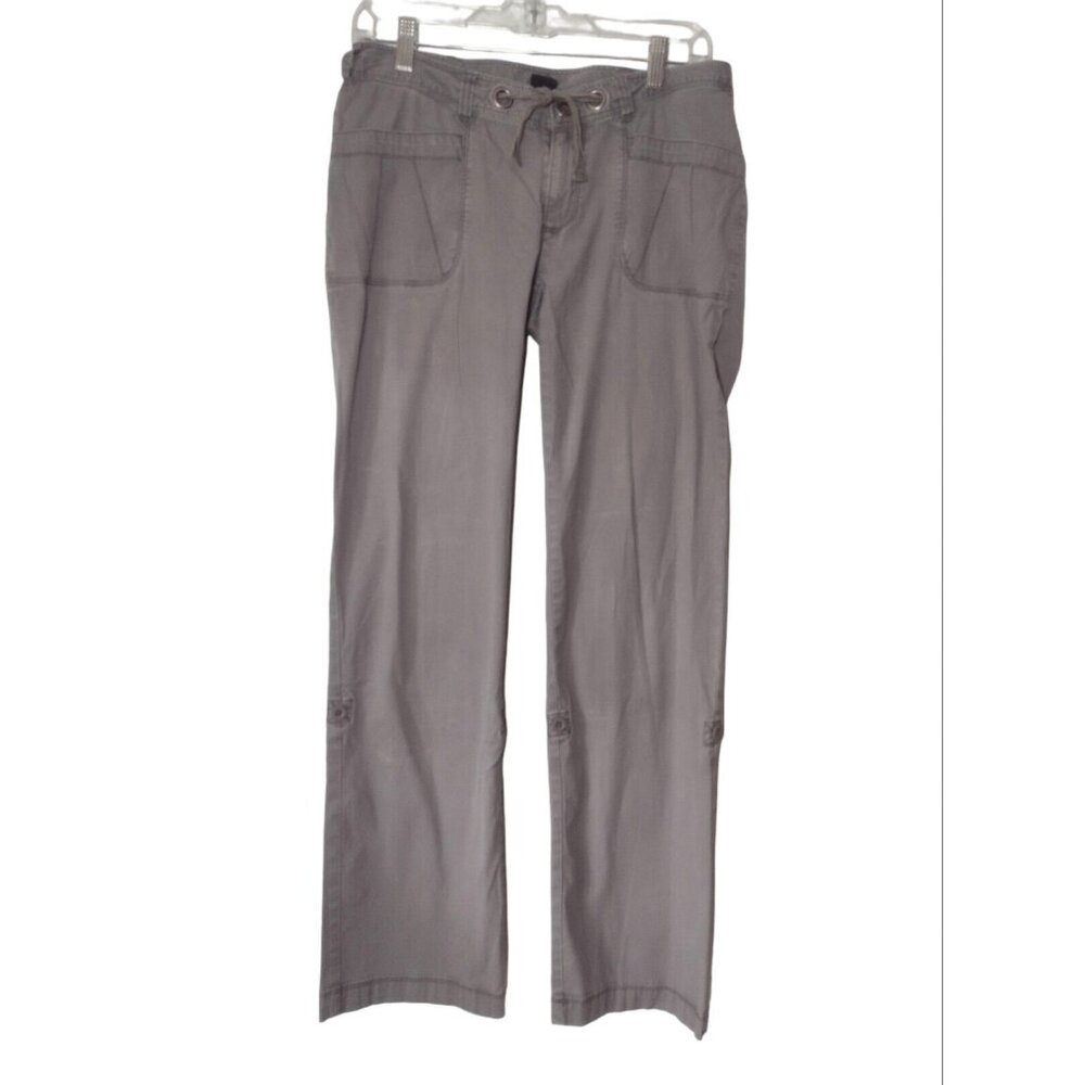 North Face Relaxed Fit Cotton Cargo Pants Size 8 Drawstring Gorpcore Hiking Gray